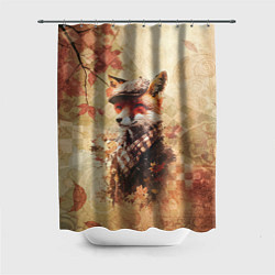 Шторка для душа Винтажный лис на осеннем фоне, цвет: 3D-принт
