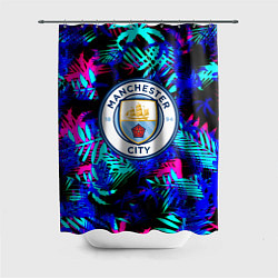 Шторка для душа Манчестер сити неоновые тропики, цвет: 3D-принт