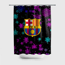Шторка для душа Барселона неоновые снежинки, цвет: 3D-принт
