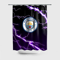 Шторка для душа Манчестер молнии шторм неон, цвет: 3D-принт