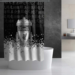 Шторка для душа Liverpool японские символы краски, цвет: 3D-принт — фото 2