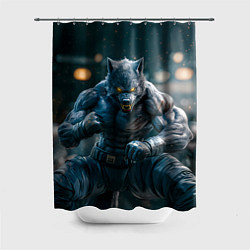 Шторка для душа Волк боец, цвет: 3D-принт