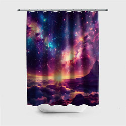 Шторка для душа Фантастический космос вид с планеты, цвет: 3D-принт