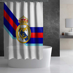 Шторка для душа Real Madrid текстура полосы, цвет: 3D-принт — фото 2