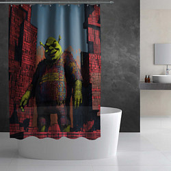Шторка для душа Шрек из кубиков, цвет: 3D-принт — фото 2