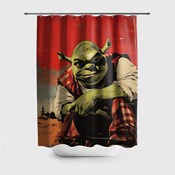 Шторка для душа Шрек на фоне природы, цвет: 3D-принт