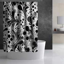 Шторка для душа Кляксы и растения - нейроарт паттерн, цвет: 3D-принт — фото 2