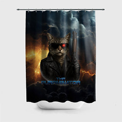 Шторка для душа The purrminator кот терминатор, цвет: 3D-принт