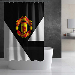 Шторка для душа Манчестер Юнайтед полосы, цвет: 3D-принт — фото 2