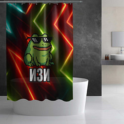 Шторка для душа Изи - лягушка мем в пиксельных очках, цвет: 3D-принт — фото 2