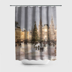 Шторка для душа Новогодние гуляния в Москве, цвет: 3D-принт