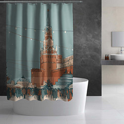 Шторка для душа Праздничная атмосфера на новый год, цвет: 3D-принт — фото 2