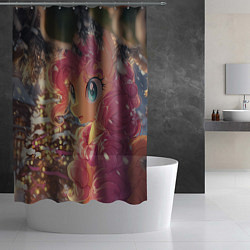 Шторка для душа Новогодняя милая пони, цвет: 3D-принт — фото 2