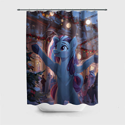 Шторка для ванной Лошадка наслаждается новым годом