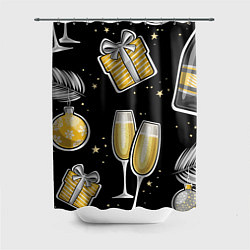 Шторка для душа Новогодний вайб, цвет: 3D-принт