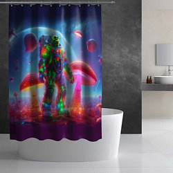Шторка для душа Неоновый космонавт Шрек на планете гигантских мухо, цвет: 3D-принт — фото 2