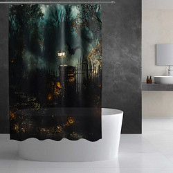 Шторка для душа Ночь тыкв и теней, цвет: 3D-принт — фото 2