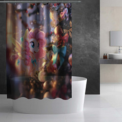 Шторка для душа Милая новогодняя лошадка с крыльями, цвет: 3D-принт — фото 2