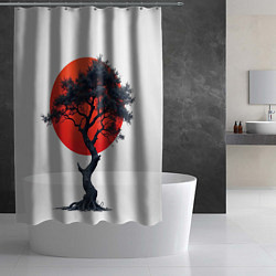 Шторка для душа Японское дерево и солнце, цвет: 3D-принт — фото 2