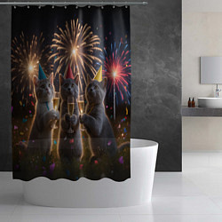 Шторка для душа Праздничные коты, цвет: 3D-принт — фото 2