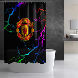 Шторка для душа Манчестер Юнайтед неоновые молнии, цвет: 3D-принт — фото 2