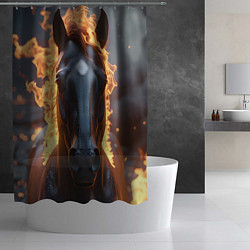 Шторка для душа Лошадь с огнем, цвет: 3D-принт — фото 2