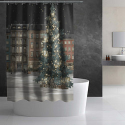 Шторка для душа Елка во дворе, цвет: 3D-принт — фото 2