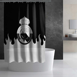 Шторка для душа Реал Мадрид огонь белый, цвет: 3D-принт — фото 2