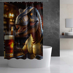 Шторка для душа Тирекс в пивбаре, цвет: 3D-принт — фото 2