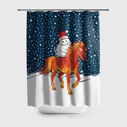 Шторка для душа Кот Бендер и огненный конь - 2026, цвет: 3D-принт