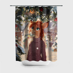 Шторка для ванной Новогодняя аниме лошадка
