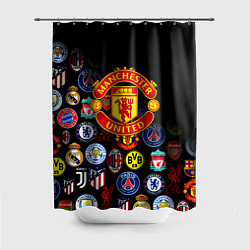 Шторка для душа Манчестер логотипы команд, цвет: 3D-принт
