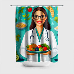 Шторка для душа Здоровое питание с экспертом, цвет: 3D-принт