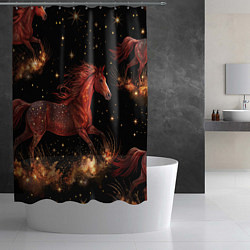 Шторка для душа Огненные лошади - паттерн, цвет: 3D-принт — фото 2