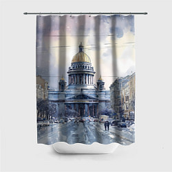 Шторка для душа Санкт-Петербург зимний город, цвет: 3D-принт