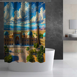 Шторка для душа Регистан: величие Самарканда, цвет: 3D-принт — фото 2