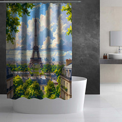Шторка для душа Эйфелева башня в сердце Парижа, цвет: 3D-принт — фото 2