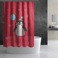 Шторка для душа Влюбленная пингвинка, цвет: 3D-принт — фото 2