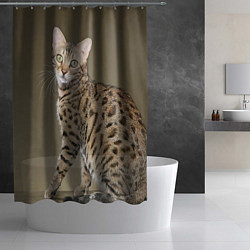 Шторка для душа Пятнистый котик, цвет: 3D-принт — фото 2