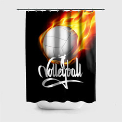 Шторка для душа Волейбольный мяч летит в огне, цвет: 3D-принт