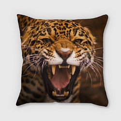 Подушка квадратная Ярость леопарда, цвет: 3D-принт