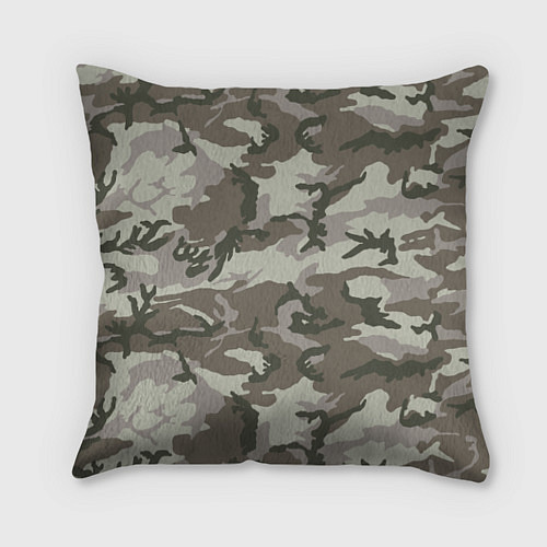 Подушка квадратная Камуфляж лесной летний / 3D-принт – фото 1