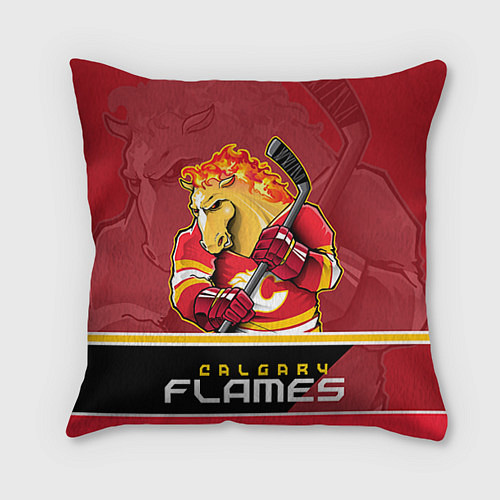 Подушка квадратная Calgary Flames / 3D-принт – фото 1