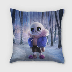 Подушка квадратная Winter forest & Sans, цвет: 3D-принт