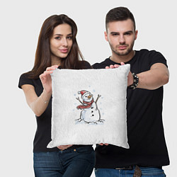 Подушка квадратная Снеговик, цвет: 3D-принт — фото 2
