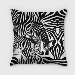 Подушка квадратная Полосатая зебра, цвет: 3D-принт