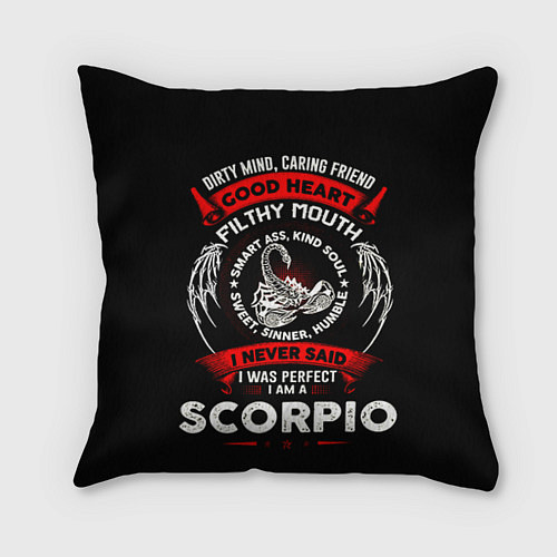 Подушка квадратная I am a Scorpio / 3D-принт – фото 1