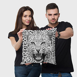 Подушка квадратная Белый леопард, цвет: 3D-принт — фото 2