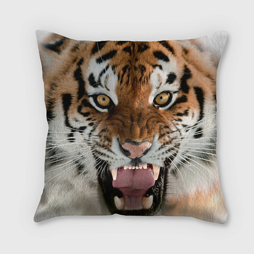 Подушка квадратная Свирепый тигр / 3D-принт – фото 1