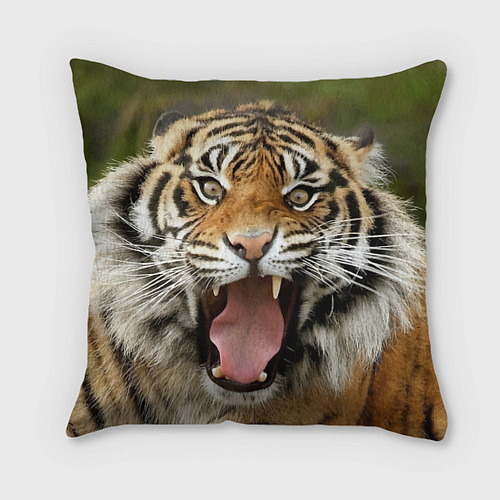 Подушка квадратная Удивленный тигр / 3D-принт – фото 1